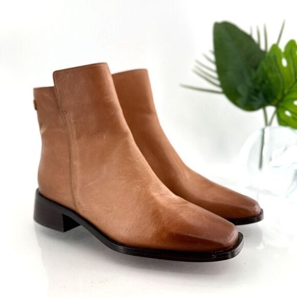 Sam Edelman Womens Thatcher Leather Square Toe Dress Ankle Boots Brown Size 5 - Picture 1 of 16